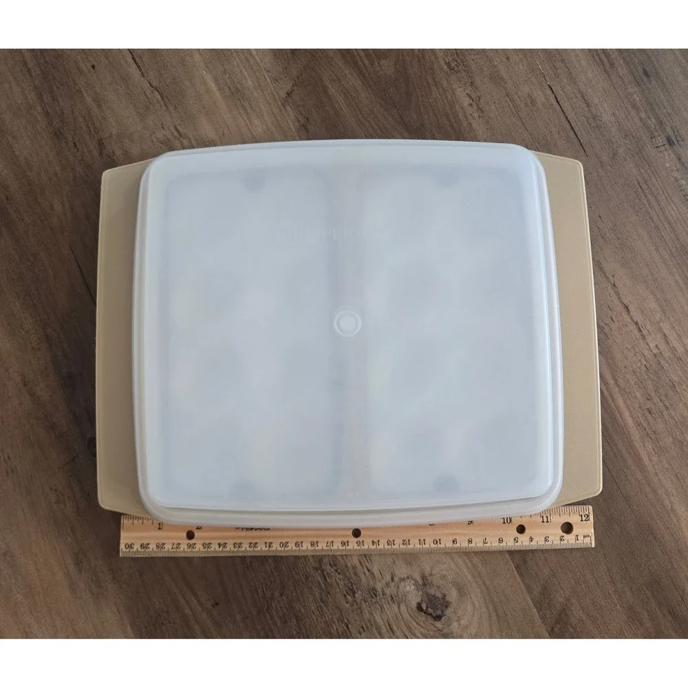 Vintage Tupperware Deviled Egg Carrier Almond Beige 723-3 Tray 724-4 Inserts Lid
